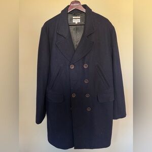 Gaby Rugger Vintage Navy Wool Double Breasted Coat fits M to L